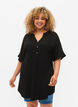 Tuniek van viscose met korte mouwen, Black, Model image number 0