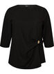 Blouse met asymmetrische drapering en 3/4-mouwen, Zwart, Packshot image number 0