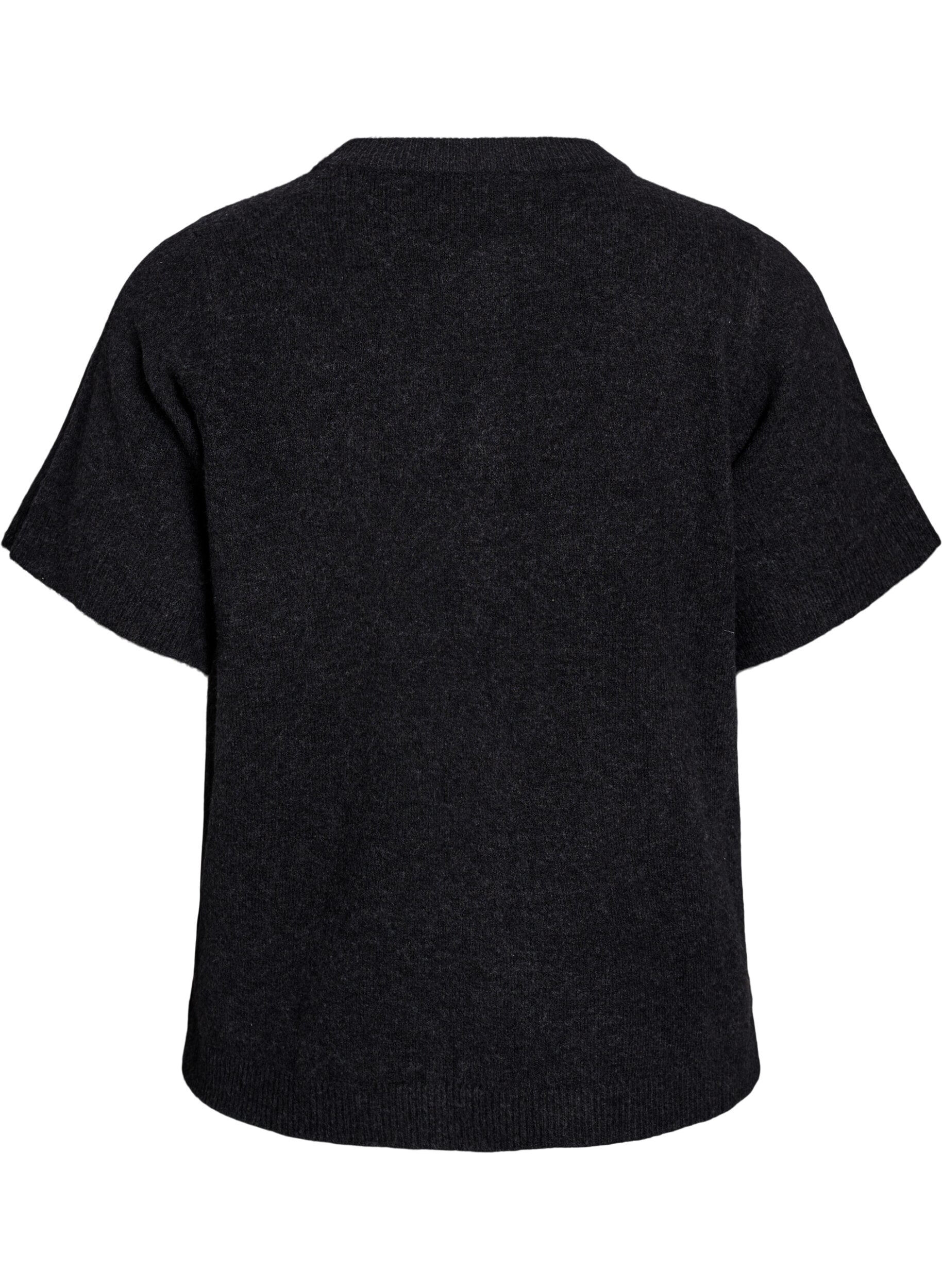 Zizzi Gebreide kleding vest met korte mouwen, Grijs, Packshot image number 1