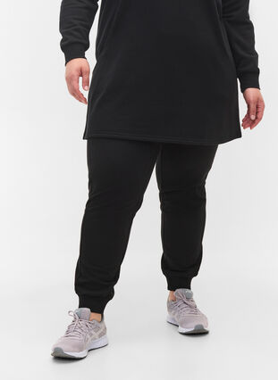 Sweatpants met trackdetails, Black, Model image number 2