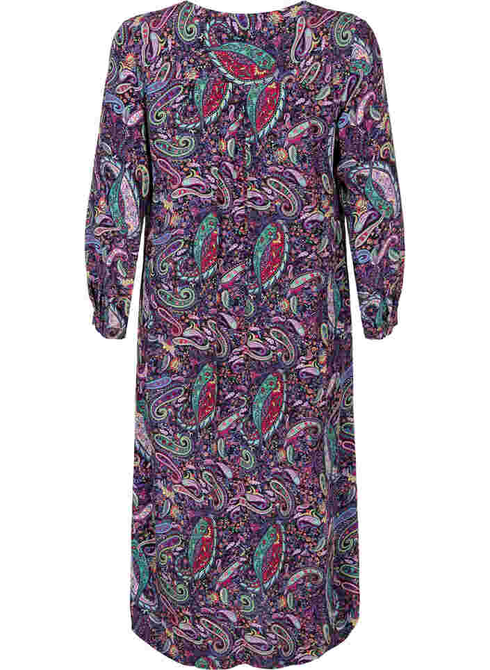 Viscose midi-jurk met paisleyprint, Multi Paisley, Packshot image number 1
