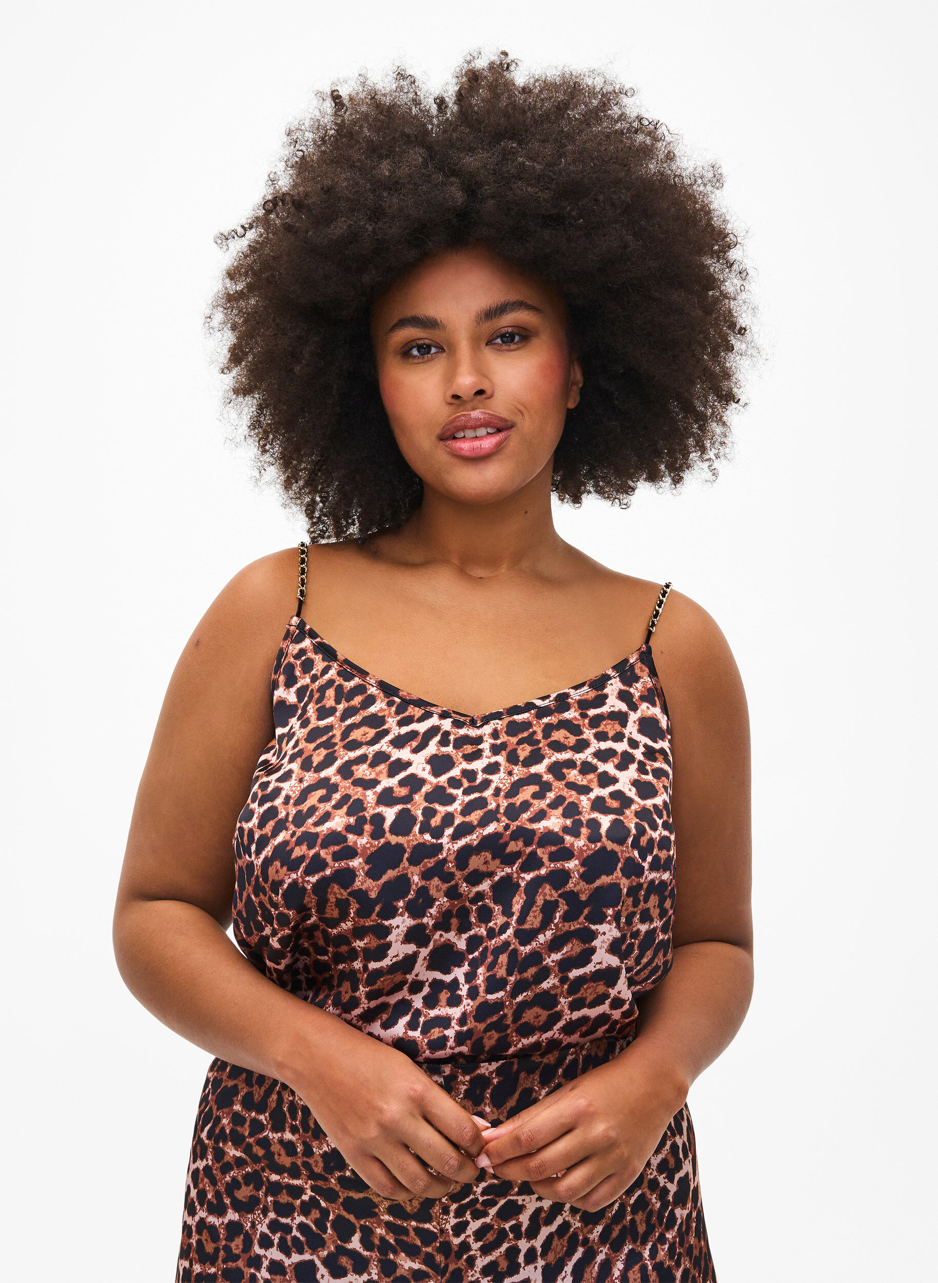 Zizzi Top met luipaardprint en kettingbandje, Leopard AOP, Model image number 0