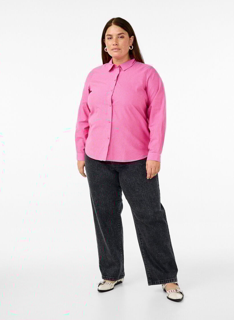 Katoenen overhemd met lange mouwen, Rood, Model image number 1