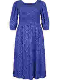 Gestippelde viscose jurk met smok, R.Blue w. Black Dot