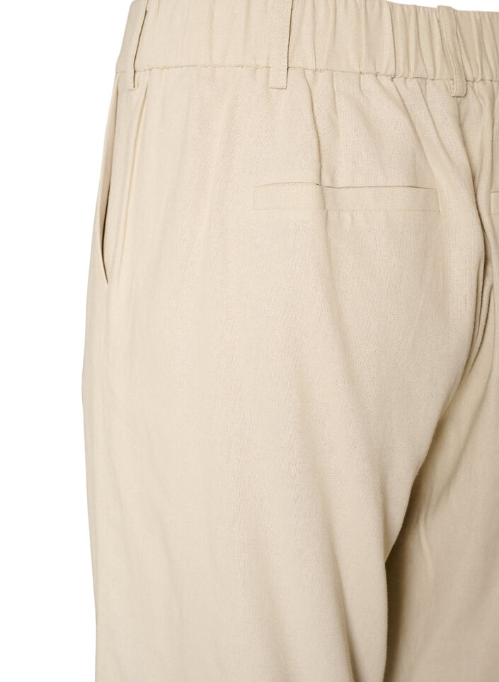 Bermuda shorts met hoge taille in linnen en viscose, Beige, Packshot image number 3