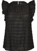 Blouse met textuur en ruches zonder mouwen, Zwart, Packshot image number 0