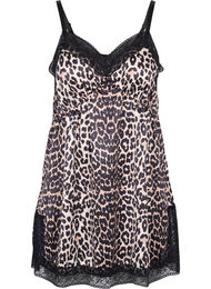 Pyjama jurk in luipaard print met kant, Animal Print