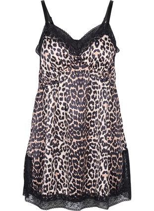 Pyjama jurk in luipaard print met kant, Animal Print, Packshot image number 0
