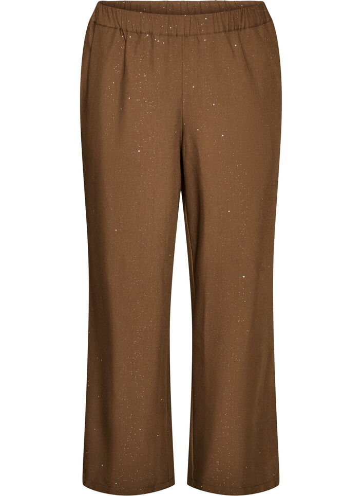 Broek met glitter en wijde pijpen, Bruin, Packshot image number 0