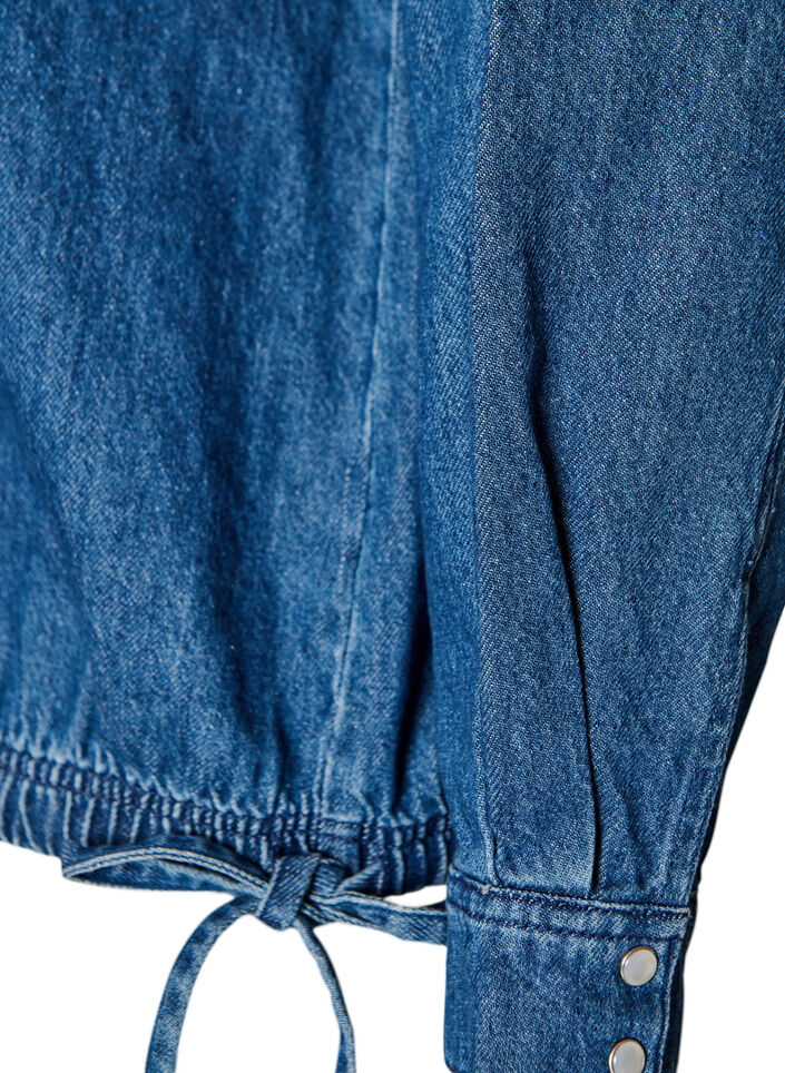 Denim blouse met ballonpasvorm, Blauw, Packshot