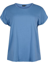 T-shirt met korte mouwen van katoenmix, Moonlight Blue