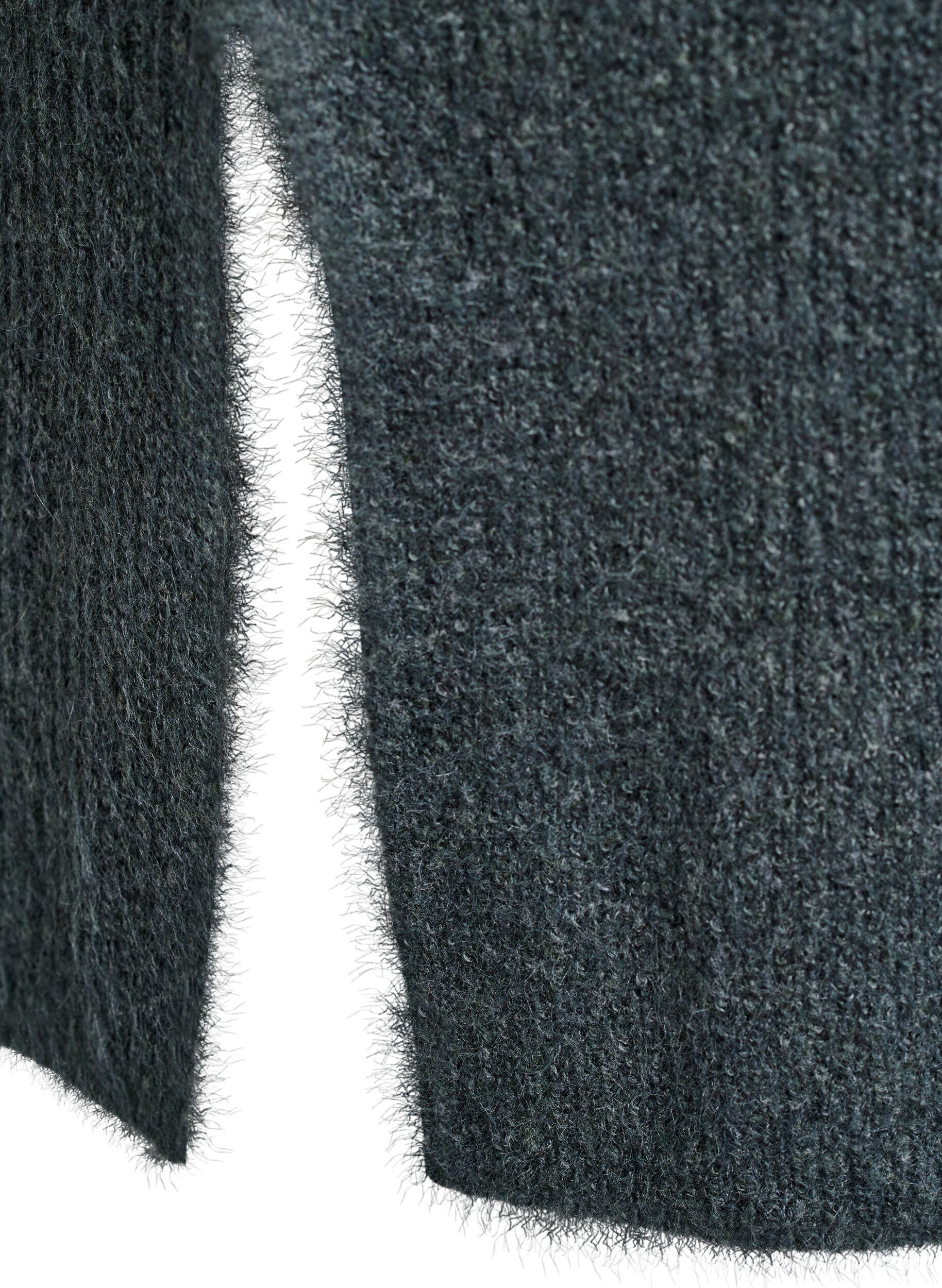 Zizzi Lange gebreide jurk met hoge hals, Groen, Packshot image number 3