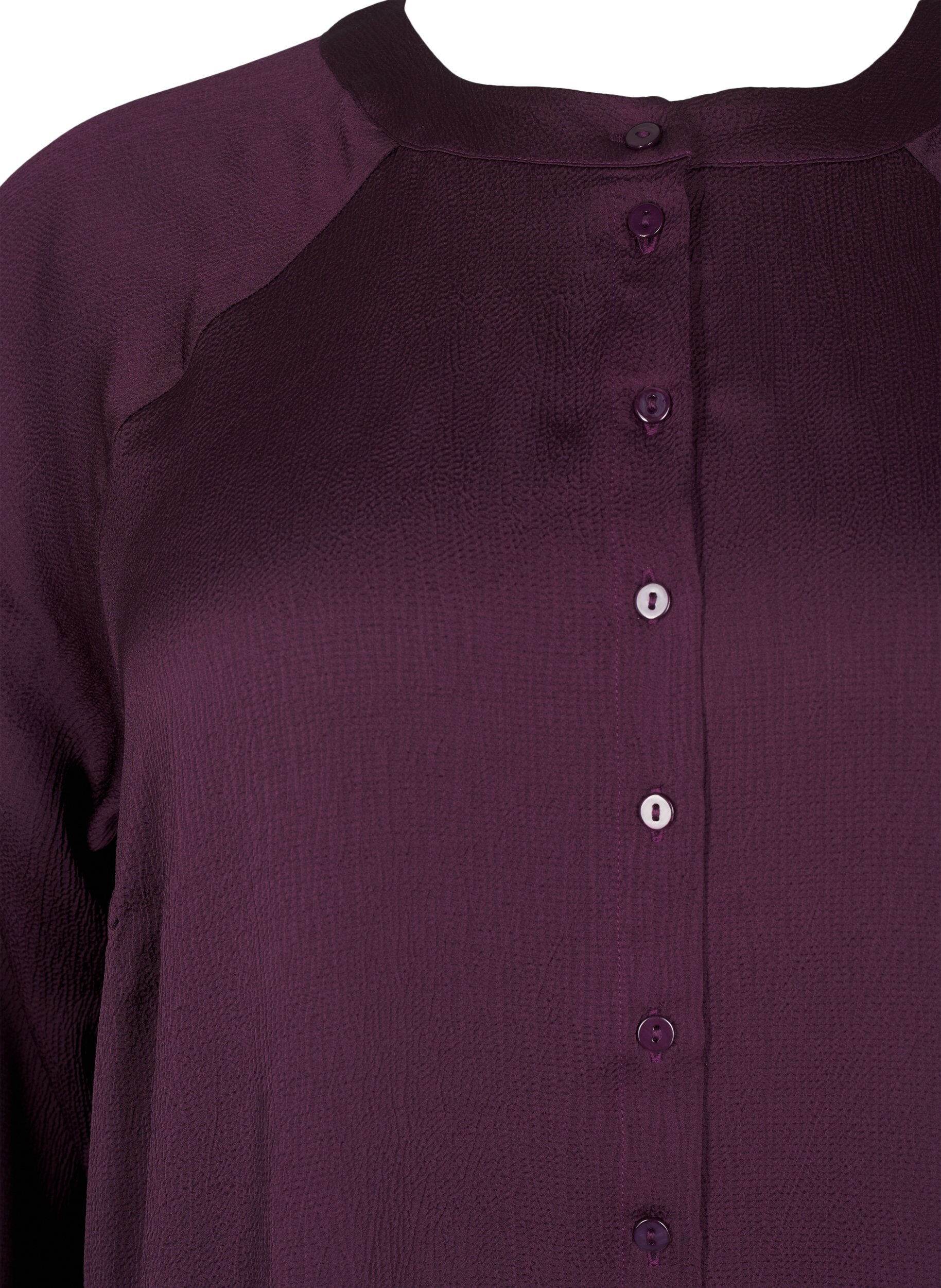 Zizzi Lange blouse met knopen en lange mouwen, Potent Purple, Packshot image number 2