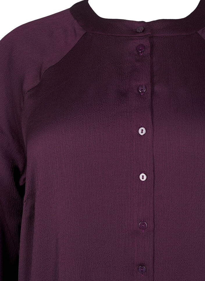 Lange blouse met knopen en lange mouwen, Potent Purple, Packshot image number 2