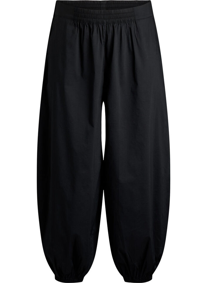 Ballonbroek met zakken en een elastische tailleband, Zwart, Packshot