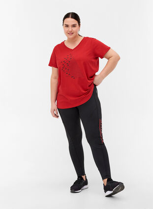 Katoenen sport t-shirt met print, Haute Red, Model image number 3