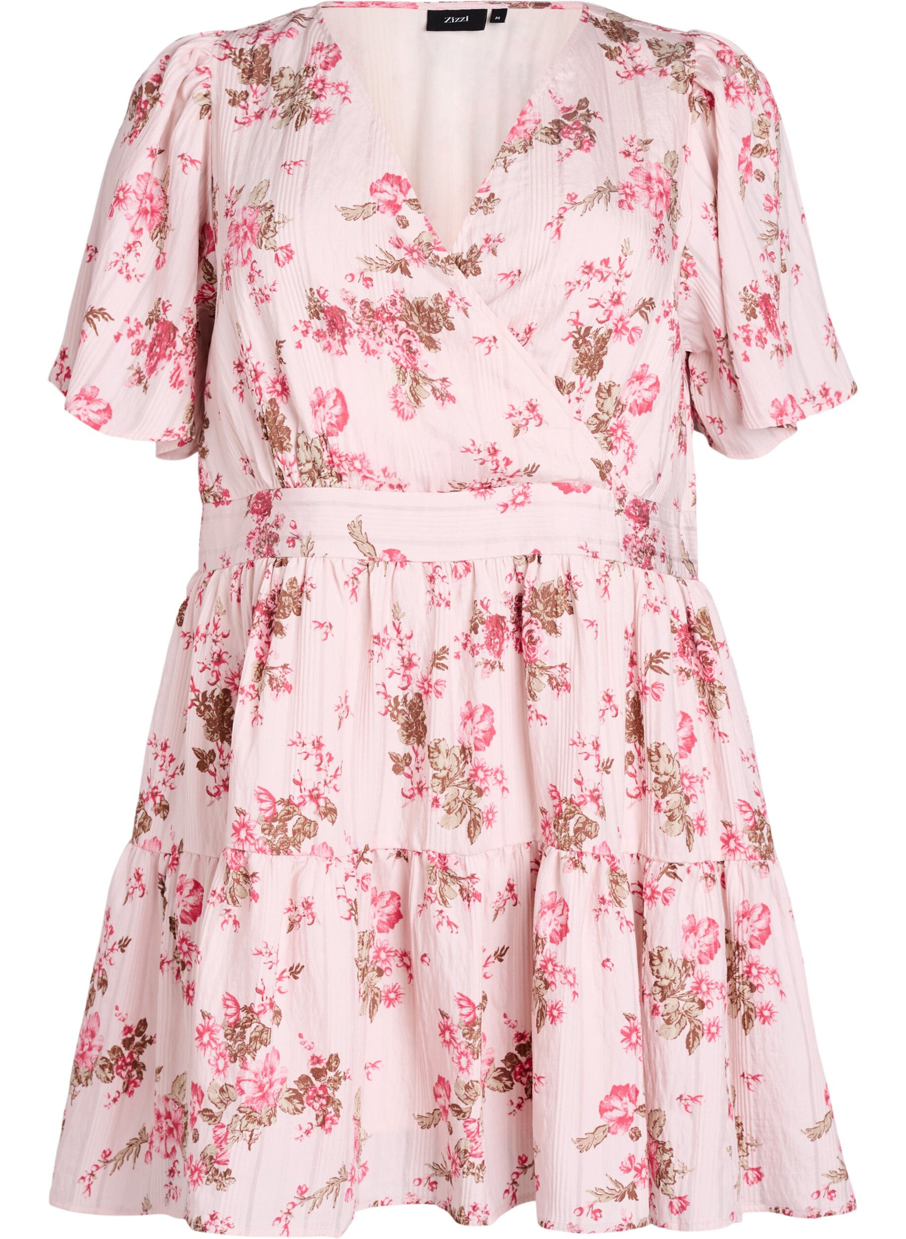 Korte jurk met bloemenprint en V-hals