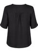 Overhemd blouse met V-hals en korte mouwen, Zwart, Packshot image number 1
