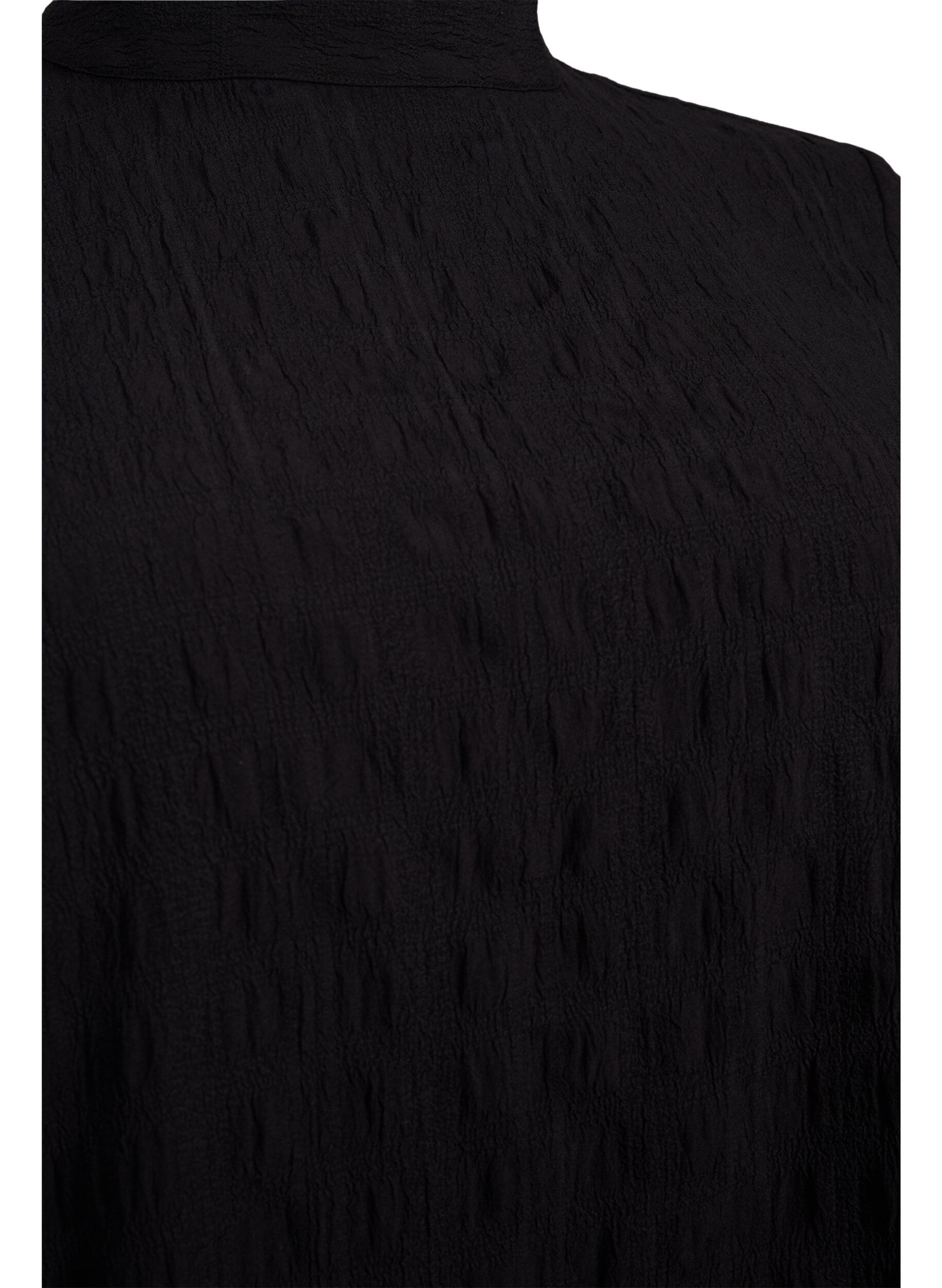 Zizzi Blouse met hoge hals en 3/4 mouwen, Black, Packshot image number 2