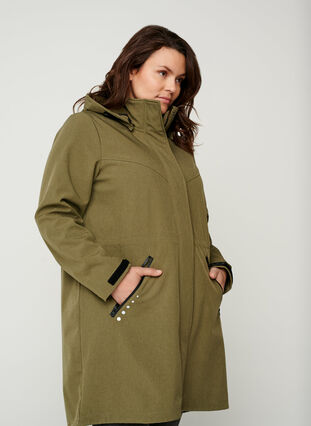 Lange softshell jas met capuchon, Ivy green, Model image number 0