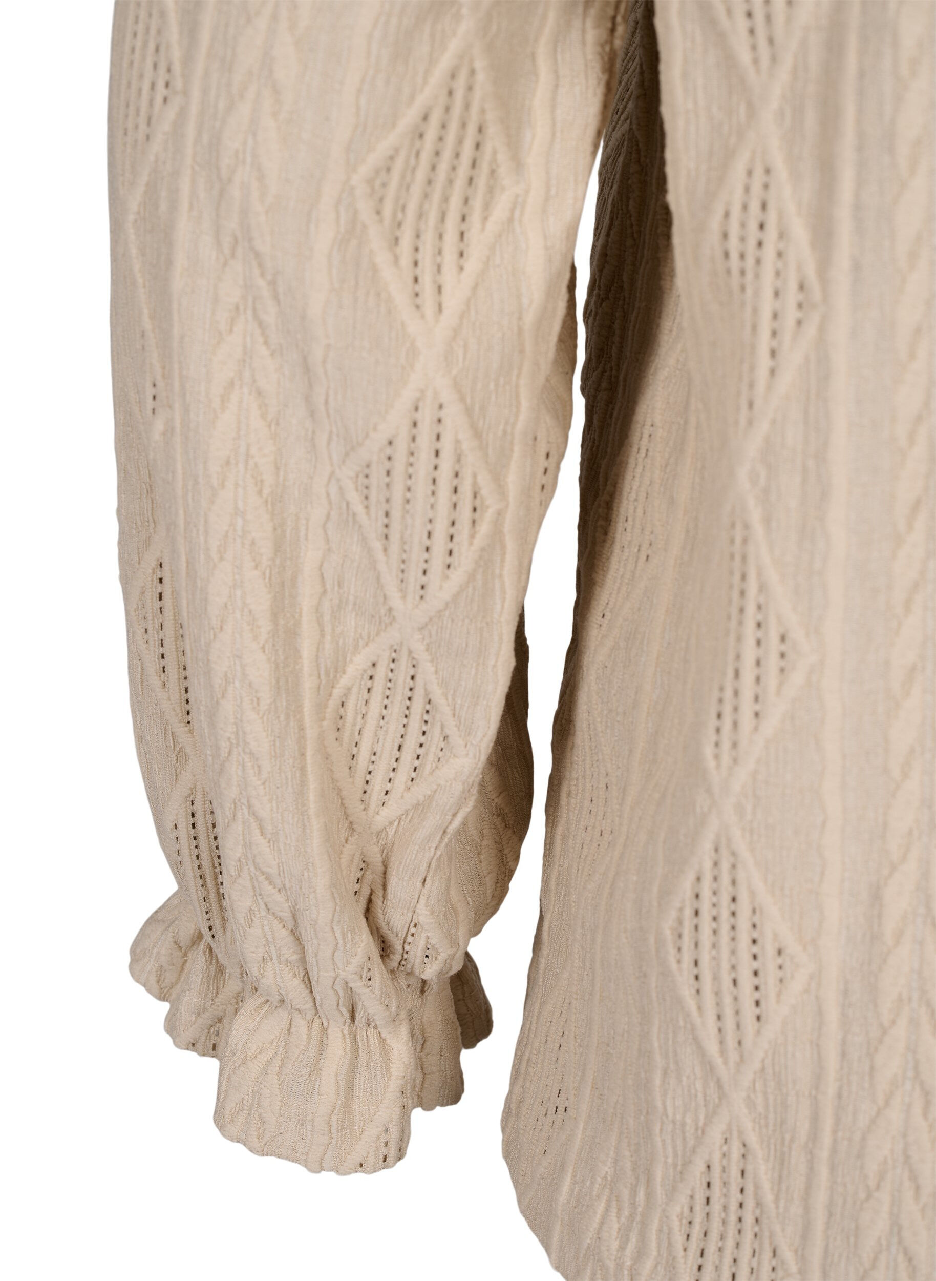 Zizzi Blouse met ruches en ton-sur-ton-patroon, Sand, Packshot image number 2