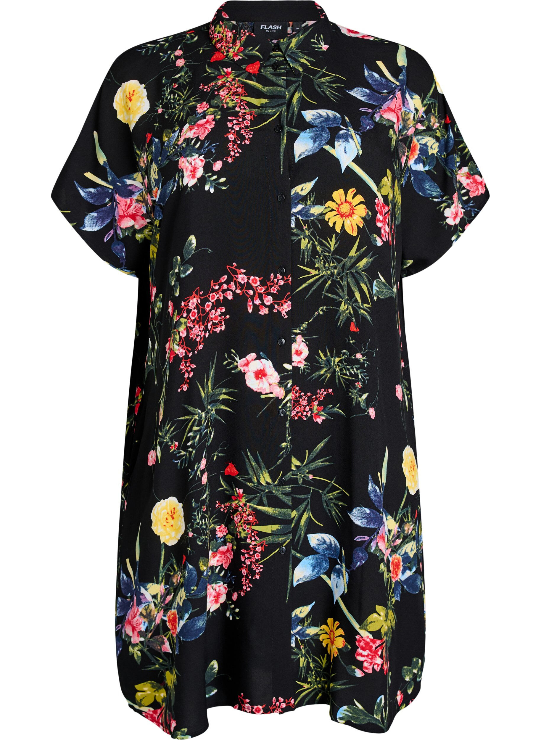 Zizzi Losvallend lang shirt van viscose, Zwart, Packshot image number 0