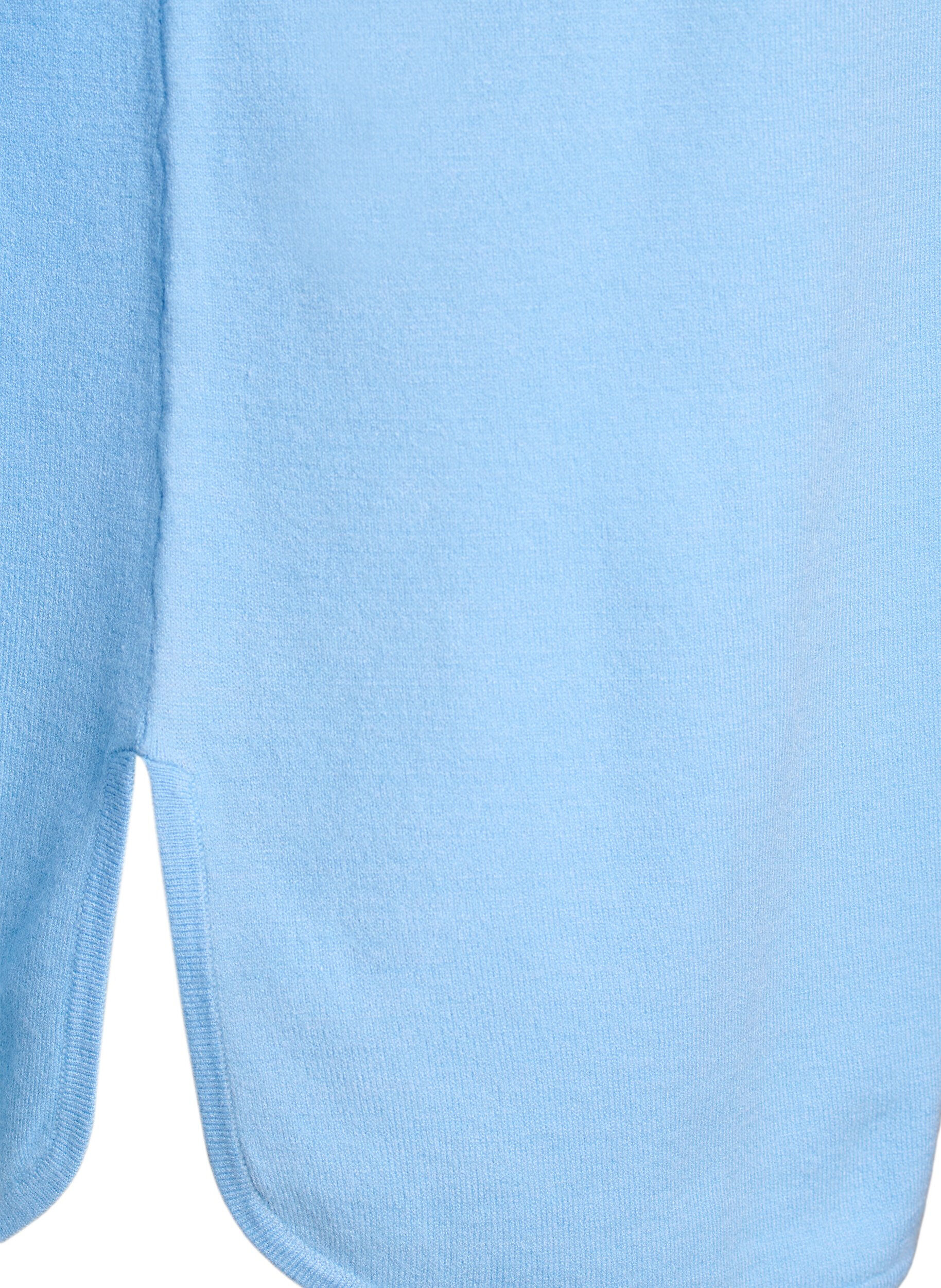 Zizzi Gebreide blouse met ronde hals en gebreid patroon, Blauw, Packshot image number 3