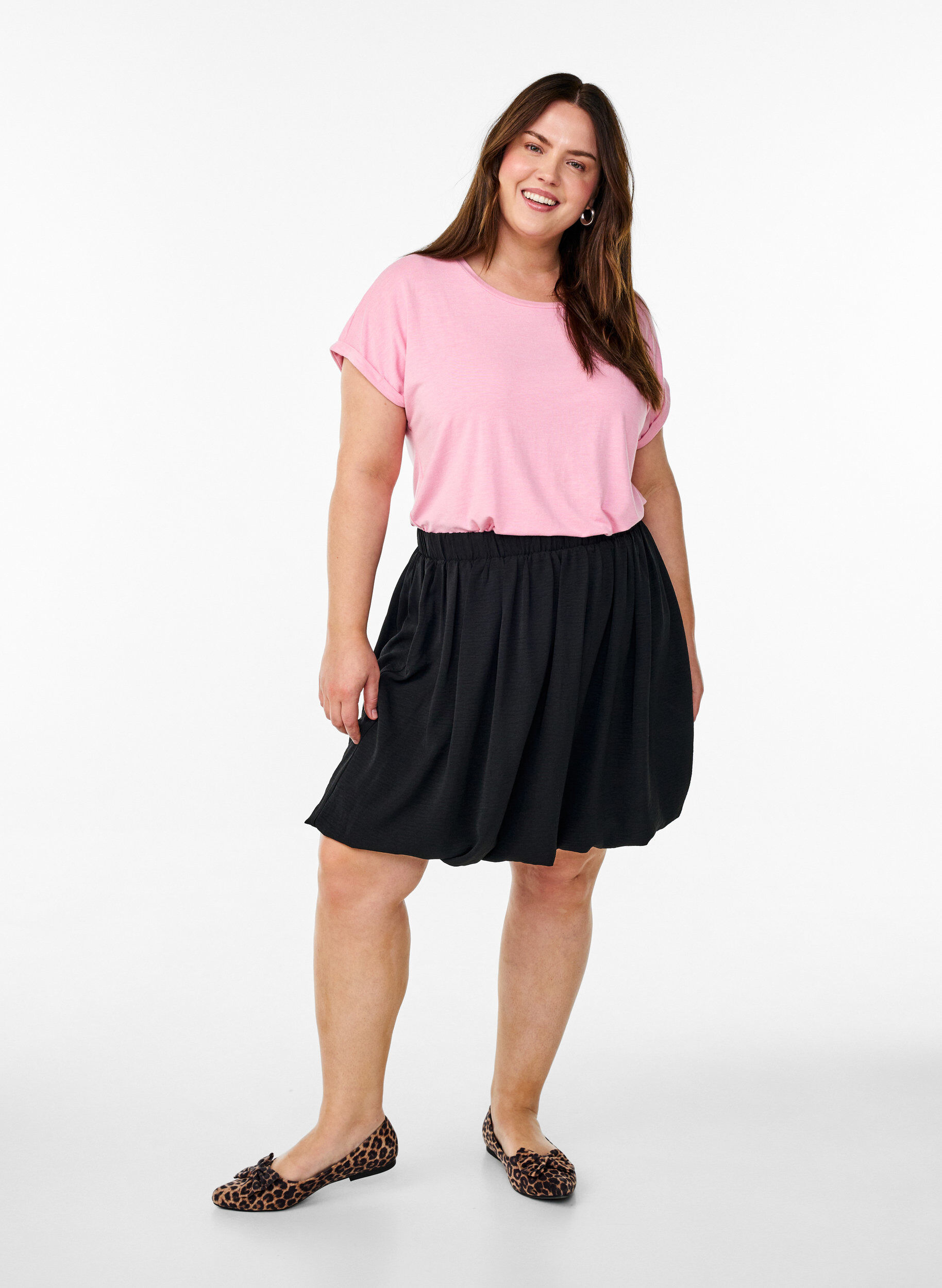 Zizzi Los T-shirt met ronde hals, Roze, Model image number 1