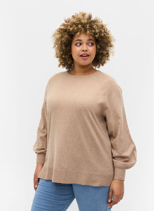 Gebreide blouse met lange mouwen en rib, Nomad Mel, Model image number 0