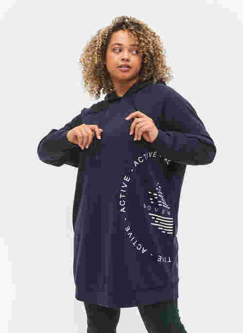 Lang sweatshirt met capuchon en print
