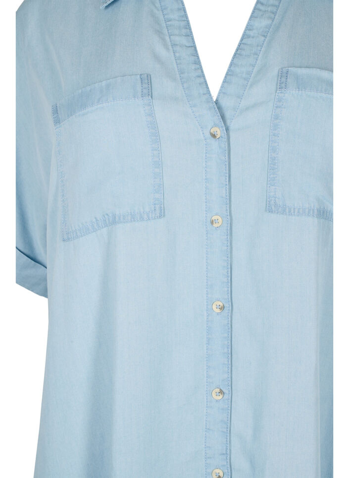 Overhemdjurk met korte mouwen van lyocell (TENCEL™), Light blue denim, Packshot image number 2