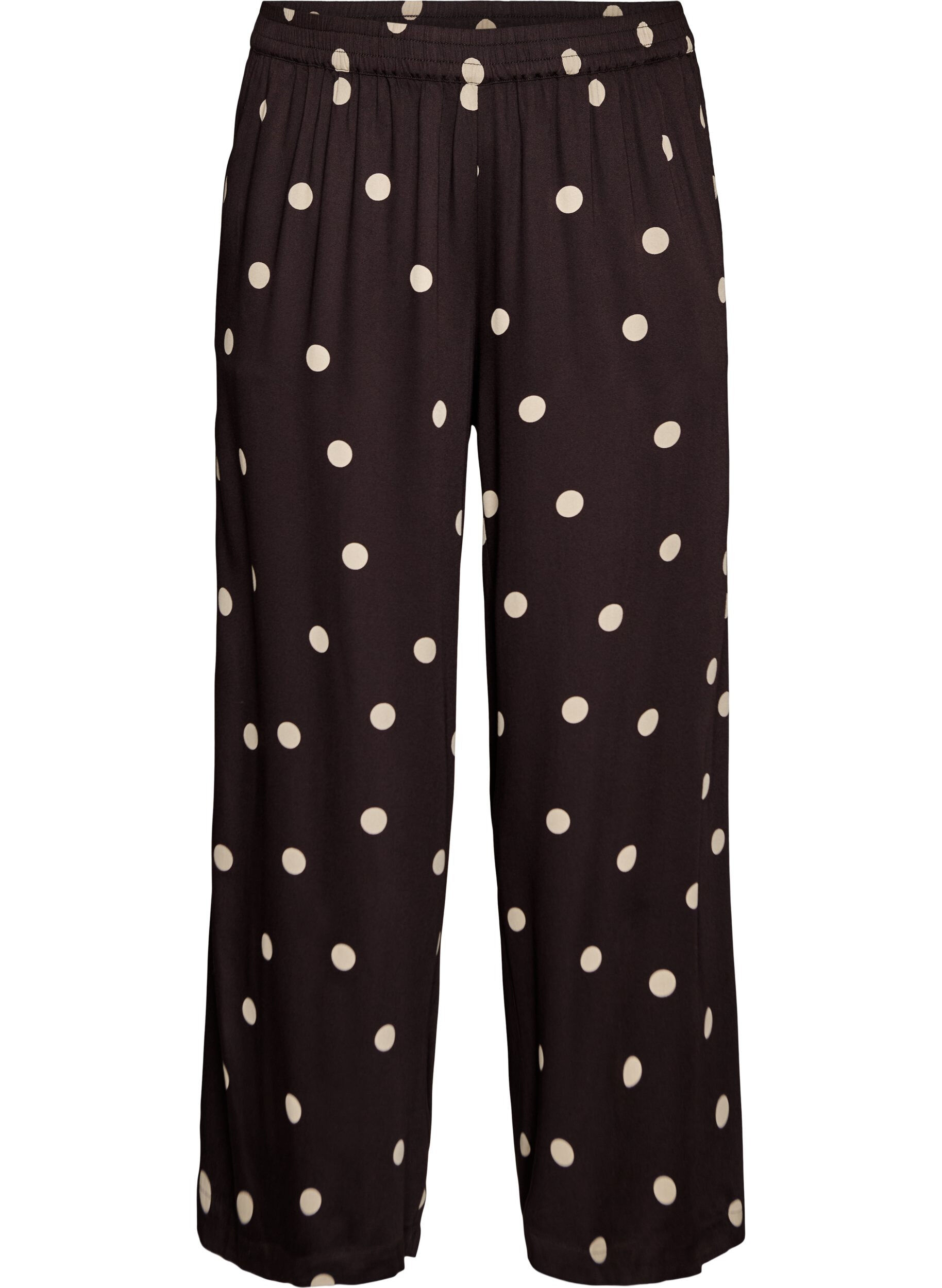 Viscose broek met stippen en wijde pijpen