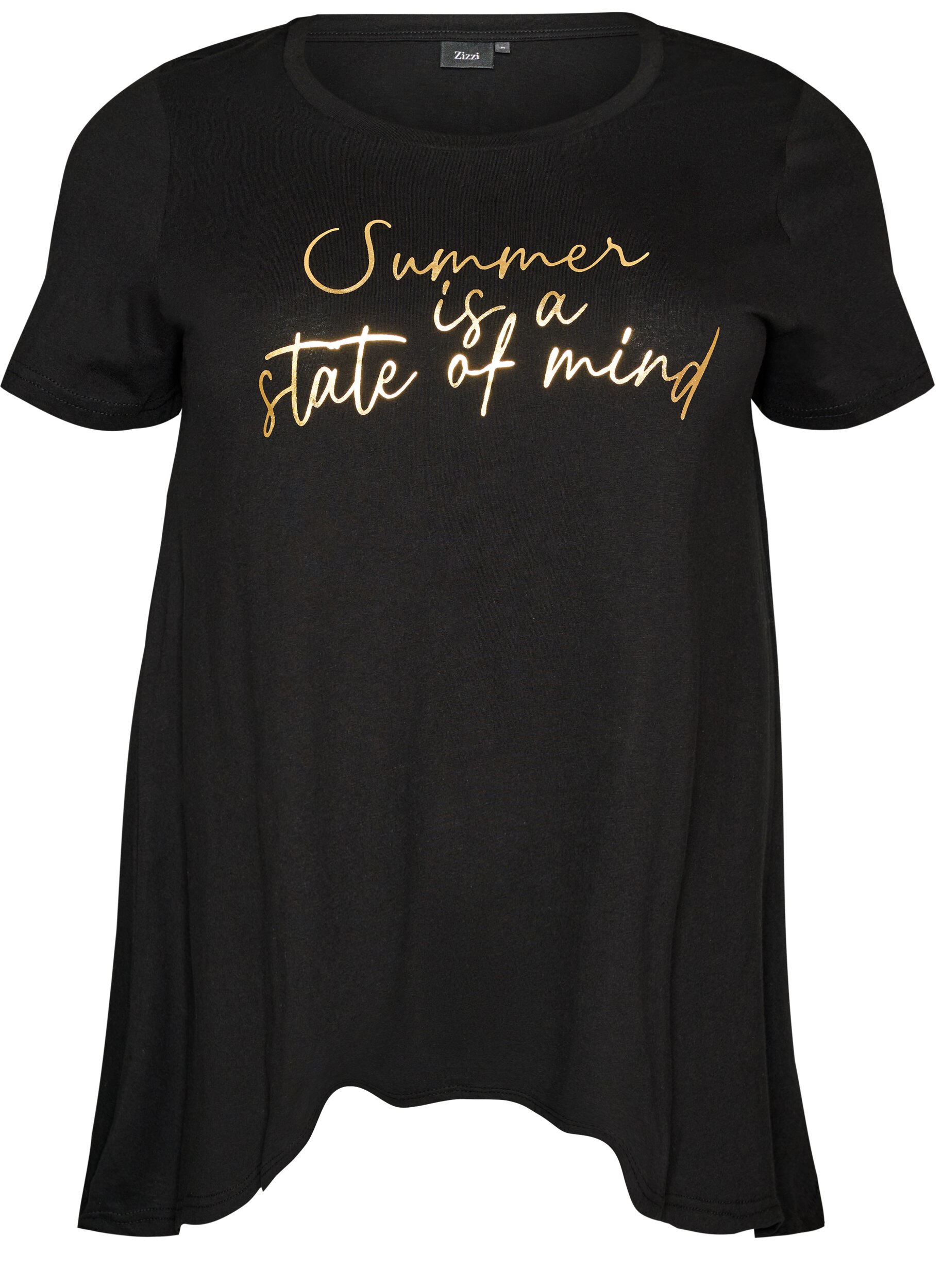 ZizziT-shirt met ronde hals en A-lijn vorm, Zwart, Packshot image number 0