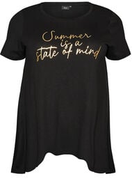 T-shirt met ronde hals en A-lijn vorm, Zwart