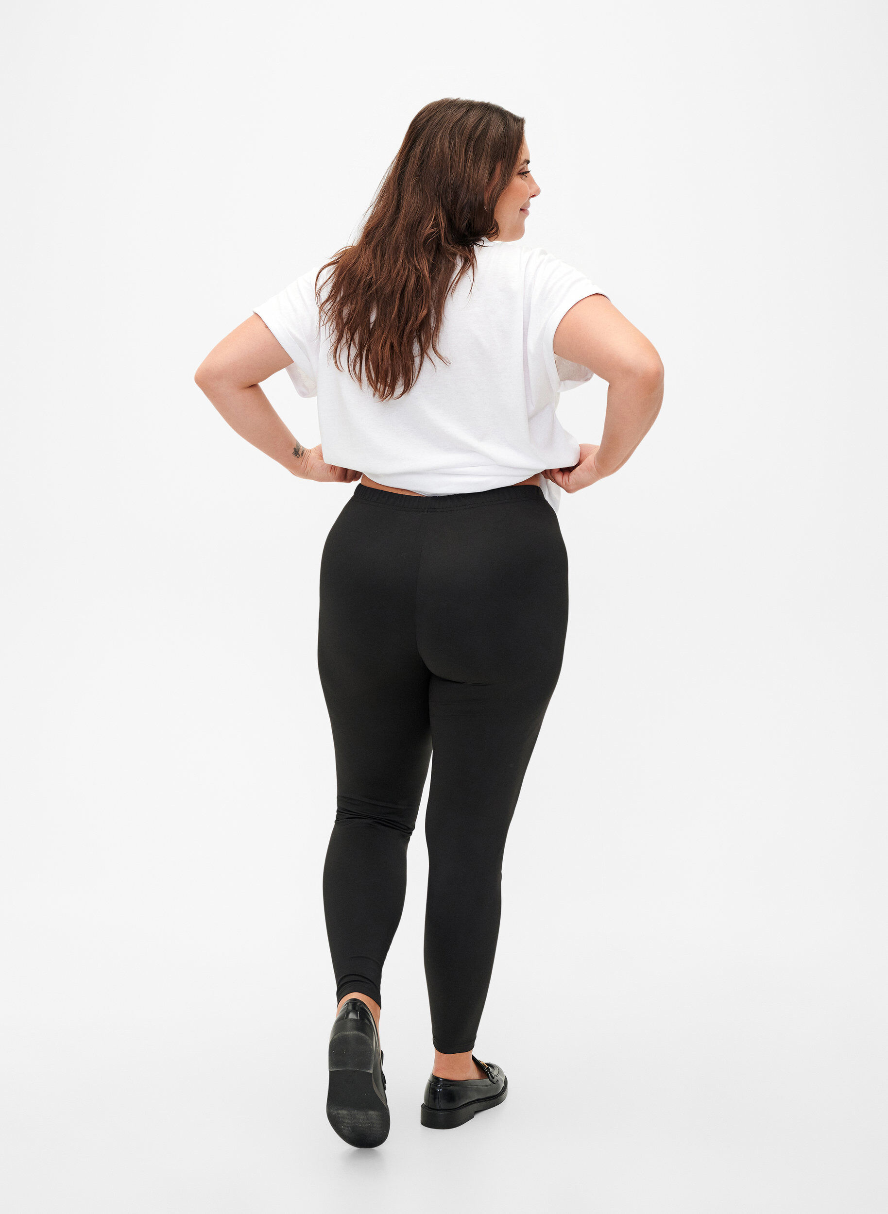 Zizzi 2-pack basic leggings, Zwart, Model image number 2
