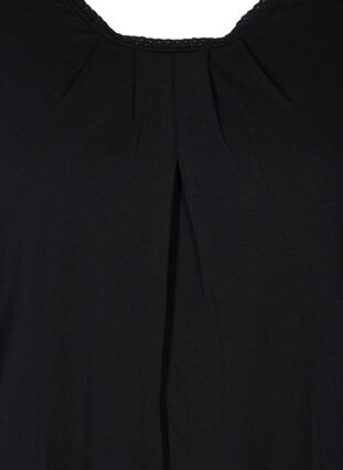 T-shirt met korte mouwen, ronde hals en kanten rand, Black, Packshot image number 2