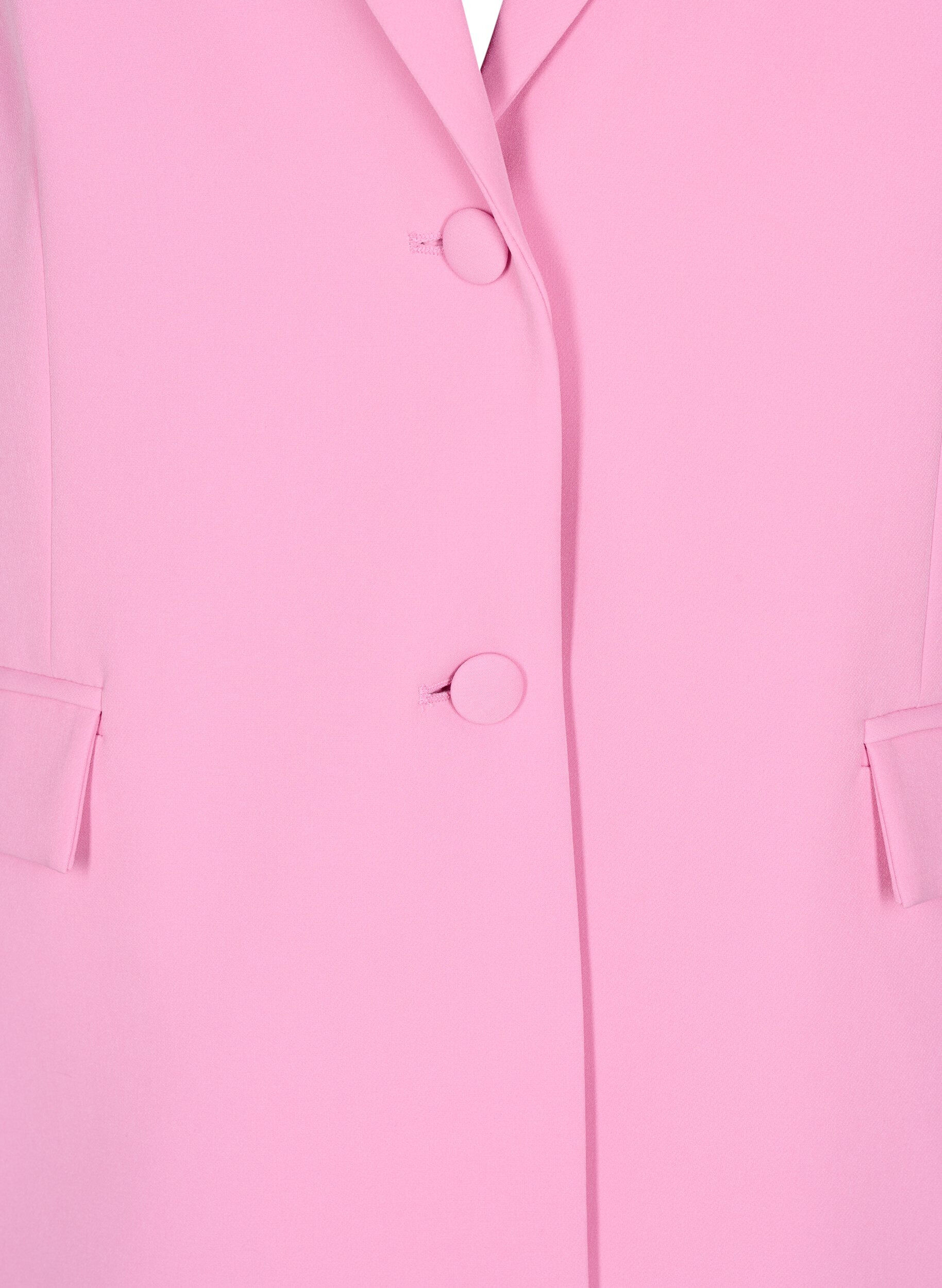 Zizzi Klassieke blazer met knoopsluiting, Roze, Packshot image number 3