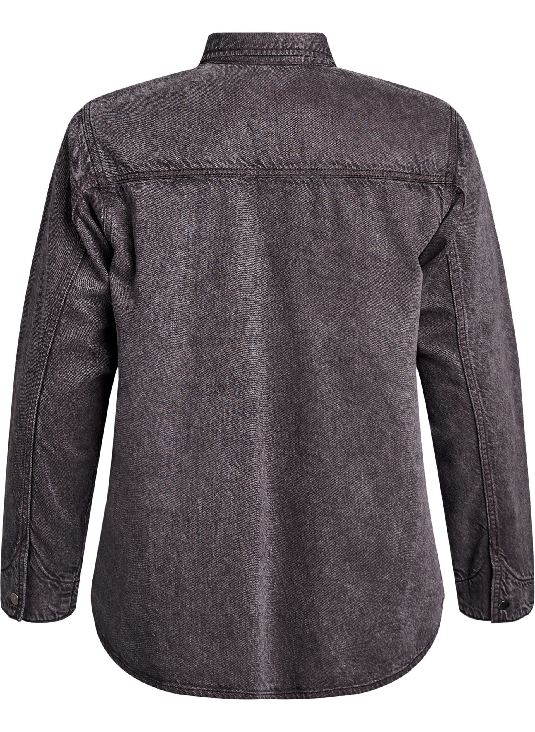 Zizzi Spijkerblouse met borstzakken, Grijs, Packshot image number 1