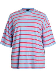 Oversized T-shirt met strepen en 1/2 mouwen, Blauw