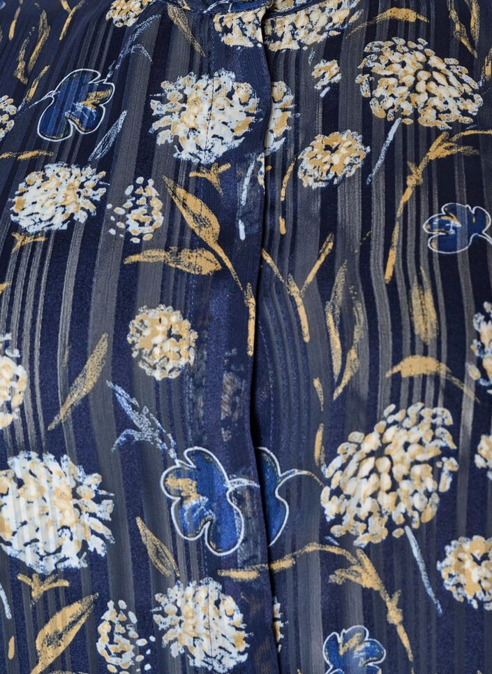Blouse met patroon, opstaande kraag en 3/4-mouwen, Blauw, Packshot image number 2