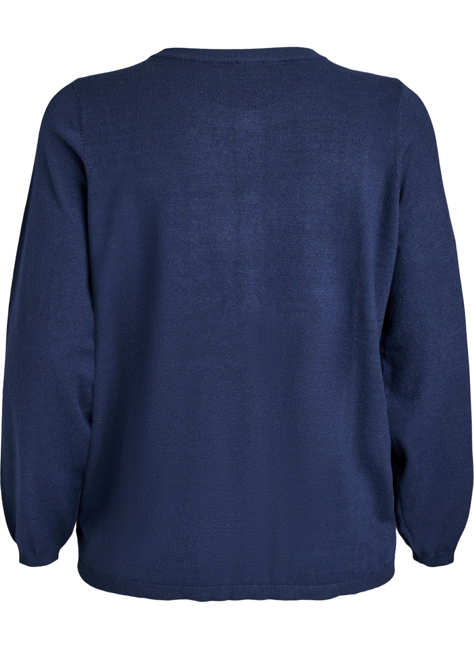 Zizzi Cardigan met ronde knopen, Blauw, Packshot image number 1