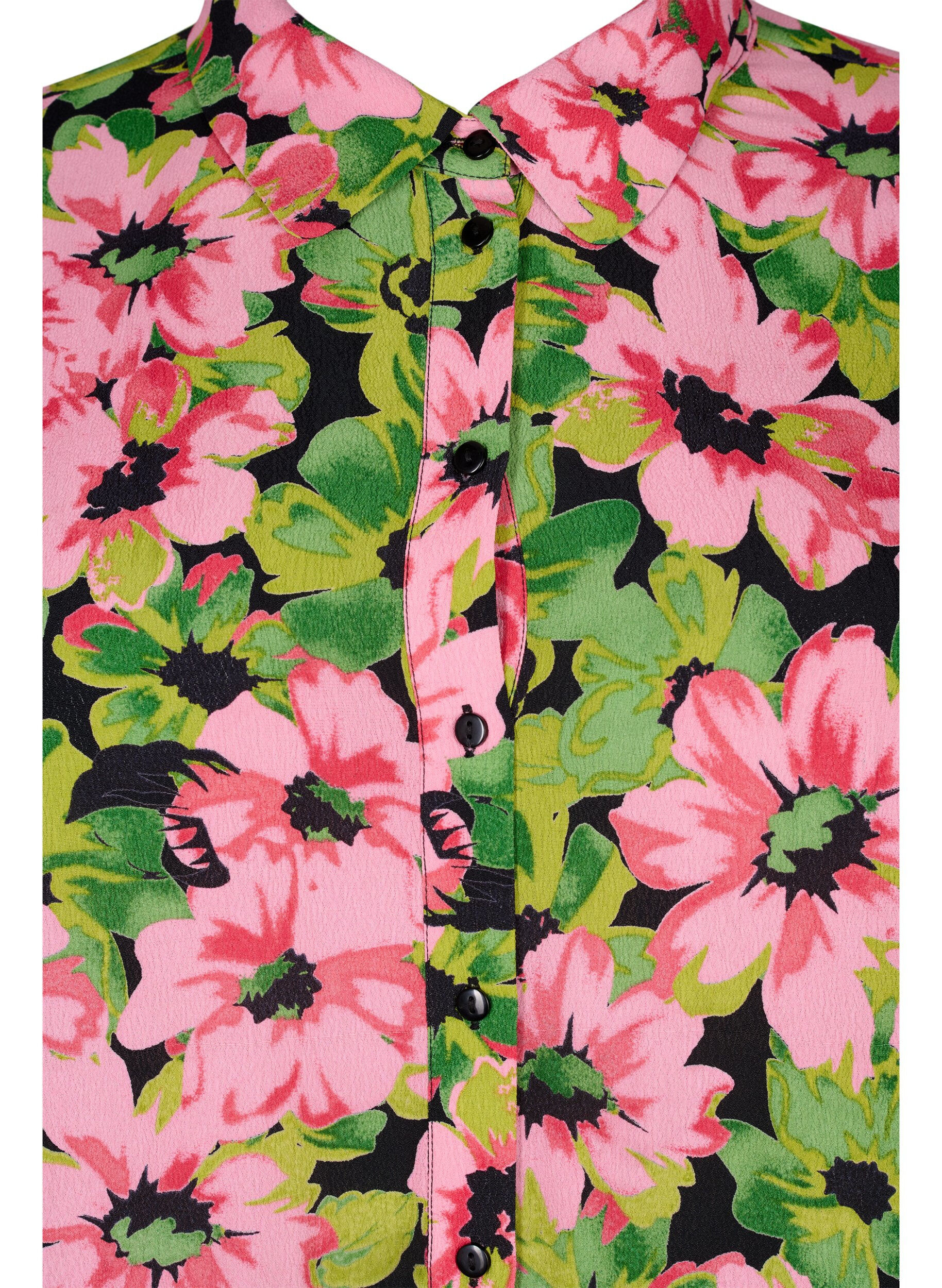 Zizzi Gebloemd overhemd van viscose, Pink G. Flower AOP, Packshot image number 2