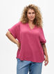 Luchtige blouse met korte mouwen, Rood, Model image number 0