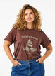 T-shirt van biologisch katoen met print, Bruin, Model image number 0
