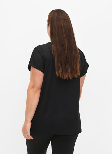 Trainings-T-shirt met korte mouwen en print, Black/Sugar Plum, Model image number 1