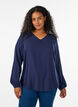 Viscose blouse met V-hals en afgeronde zoom, Blauw, Model image number 0