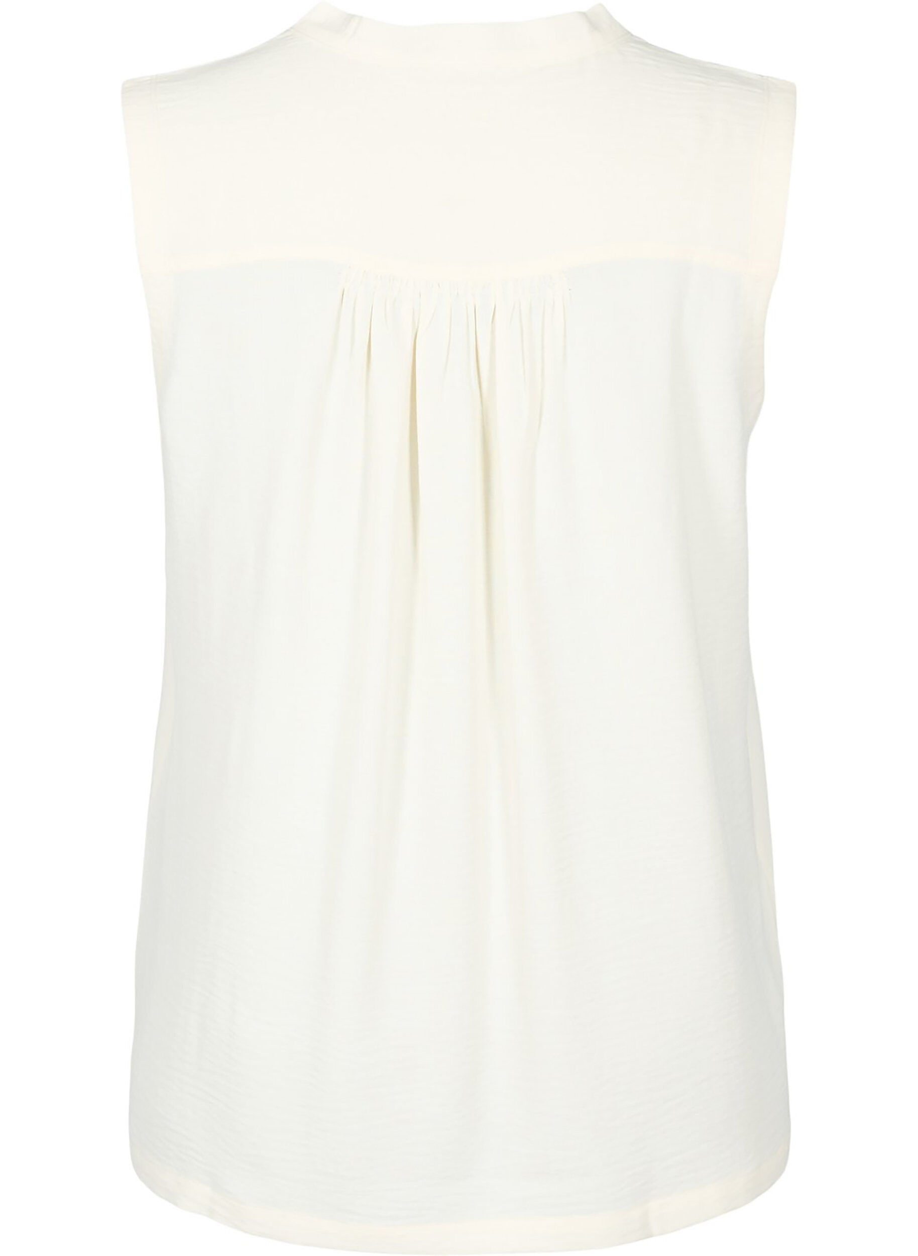 Zizzi Mouwloze top met kreukeffecten, Vanille, Packshot image number 1