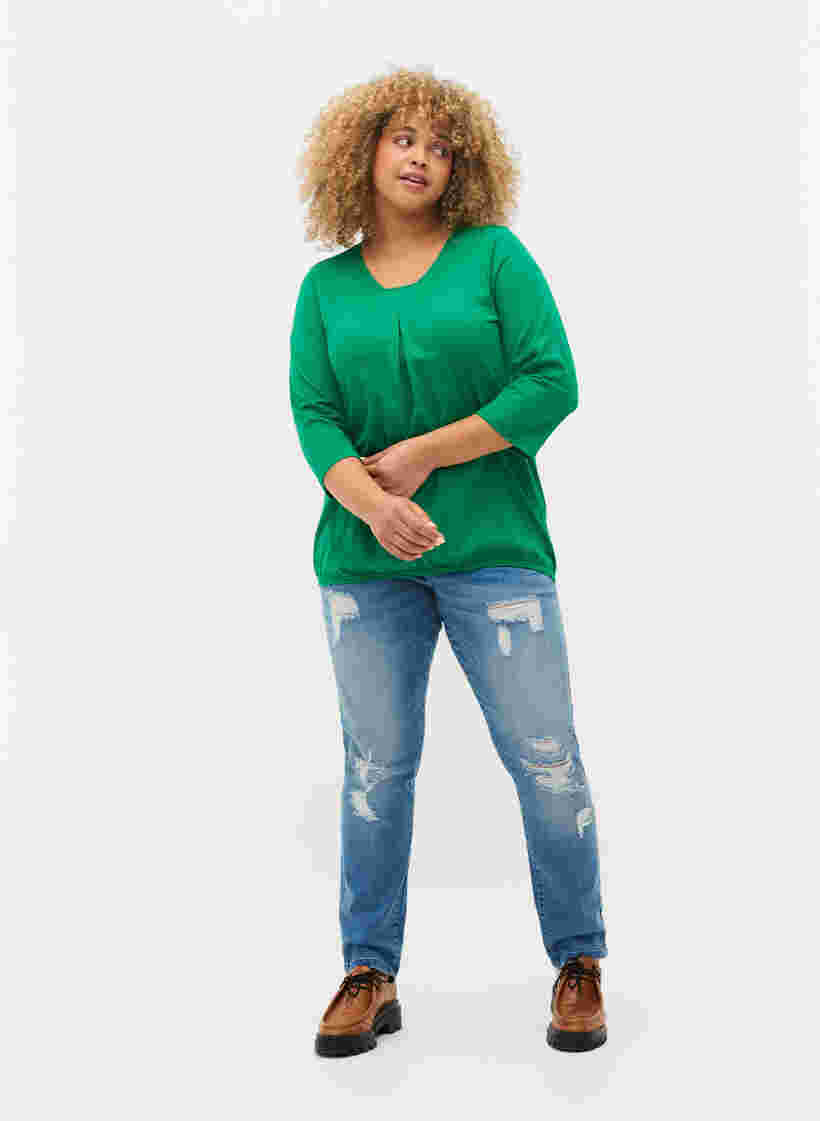 Katoenen blouse met 3/4 mouwen, Jolly Green, Model image number 2