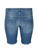 Denim short met hoge taille en onafgewerkt randen, Dark blue denim, Packshot image number 1