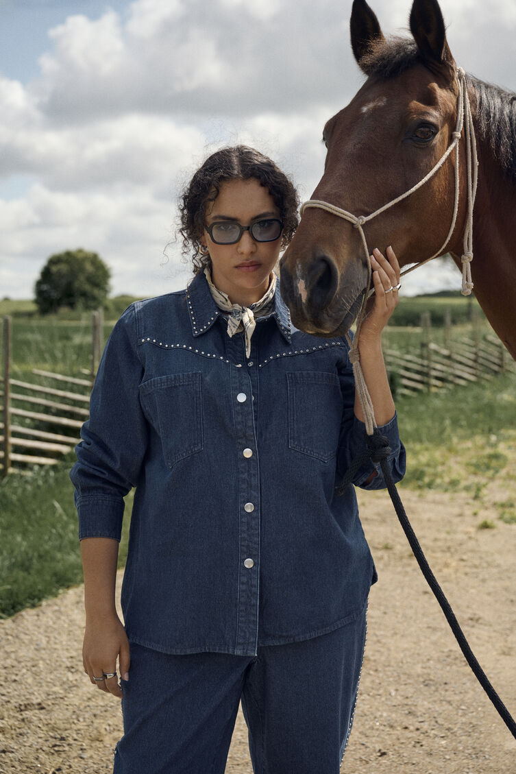 Bijpassende denim set, , Model